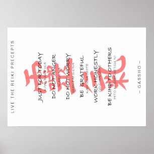 REIKI PRECEPTS POSTER in deutsch und japanisch !