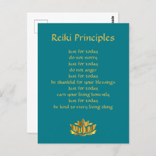 Reiki Principles Aquamarin/Gold Lotus  Postkarte