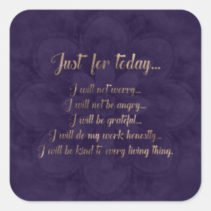 Reiki Principles - Gold auf lila Lotus Quadratischer Aufkleber