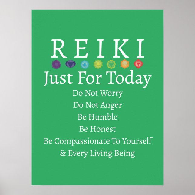 Reiki Principles PEmpfangs Green Poster (Vorne)