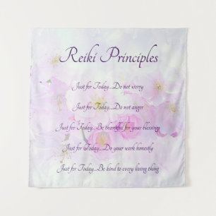 Reiki Principles Pink Blossom Design Wandteppich