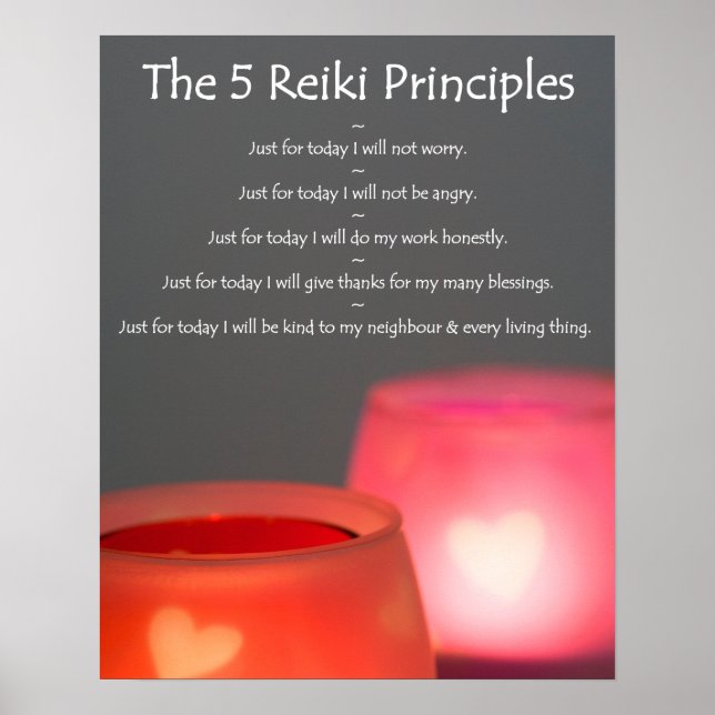 Reiki Principles with Candles Poster (Vorne)