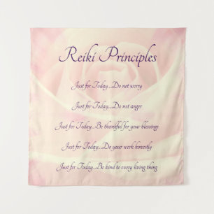 Reiki Prinzip-rosa Rosenentwurf Wandteppich
