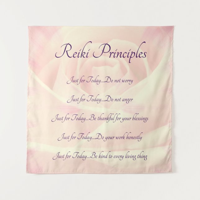 Reiki Prinzip-rosa Rosenentwurf Wandteppich (Vorderseite)