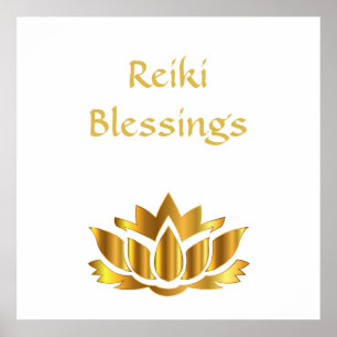 Reiki Sessings White/Gold Poster