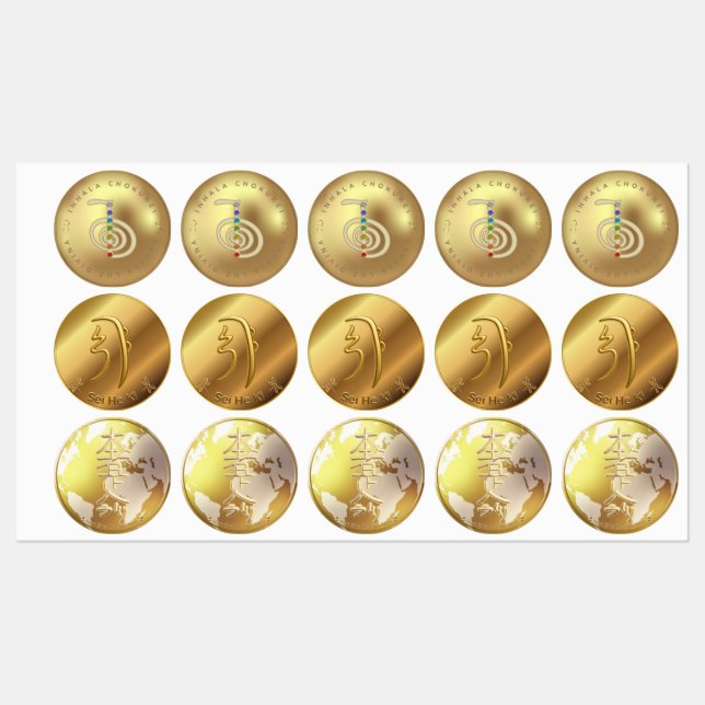 Reiki simbolos para el terapeuta etiketten (Blatt)