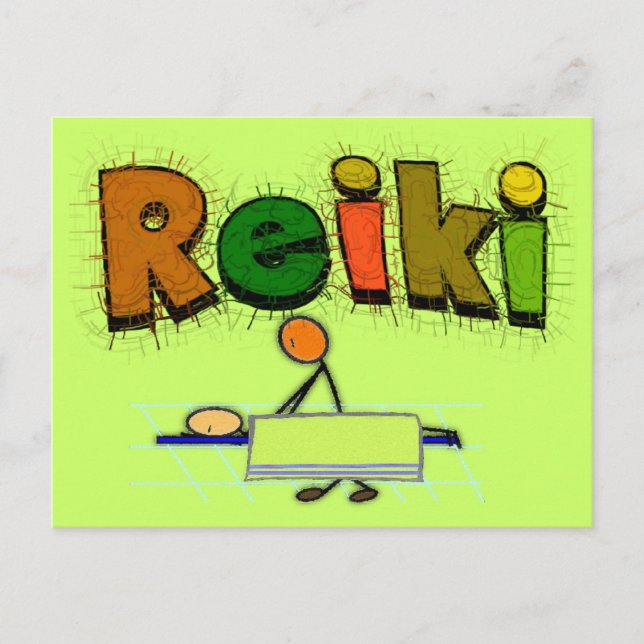 Reiki Stick People Design Geschenke Postkarte (Vorderseite)
