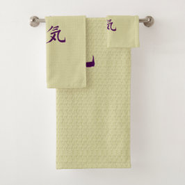 Reiki-Symbol in Lila Badhandtuch Set