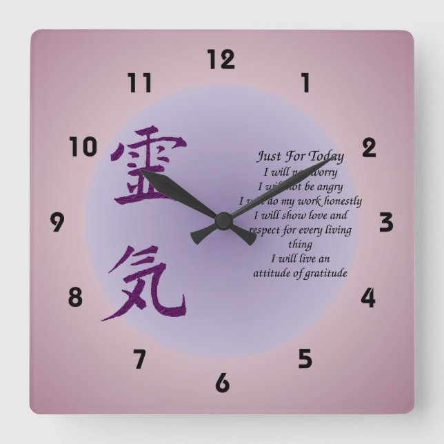 Reiki Symbol nur für heute inspirierend Quadratische Wanduhr (Vorderseite)