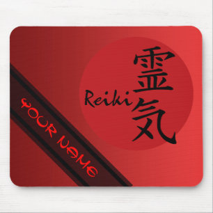 REIKI Symbol rot schwarz + Ihr Name und Bild Mousepad