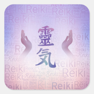 Reiki Symbole - leichtes Lila Quadratischer Aufkleber