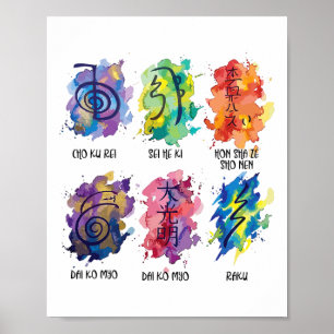 Reiki-Symbole Wasserfarbe  Poster
