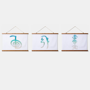 Reiki Symbols Tapestry Wall Art Wandteppich Mit Holzrahmen