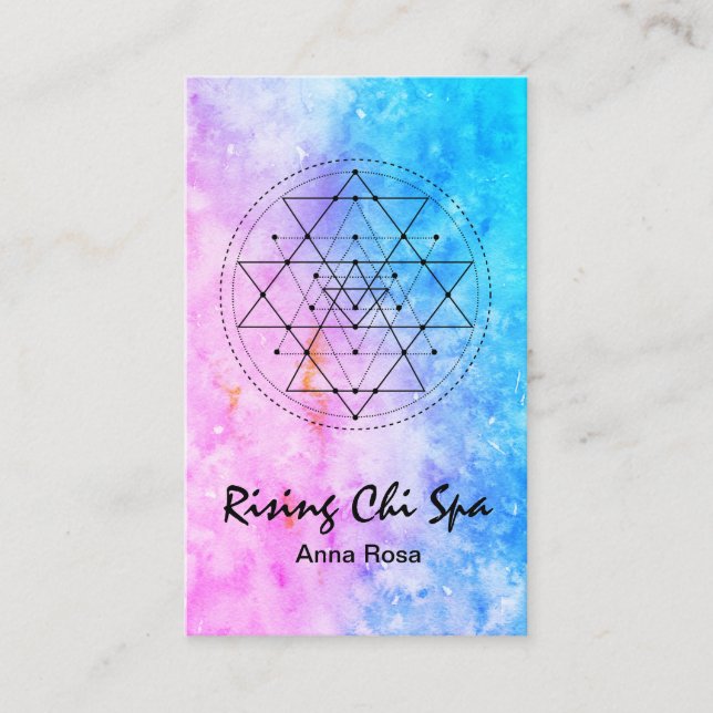 *~* Reiki Yoga-Aquarell-heilige Geometrie Visitenkarte (Vorderseite)