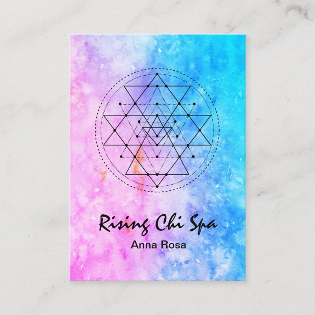 *~* Reiki Yoga-Aquarell-heilige Geometrie Visitenkarte (Vorderseite)