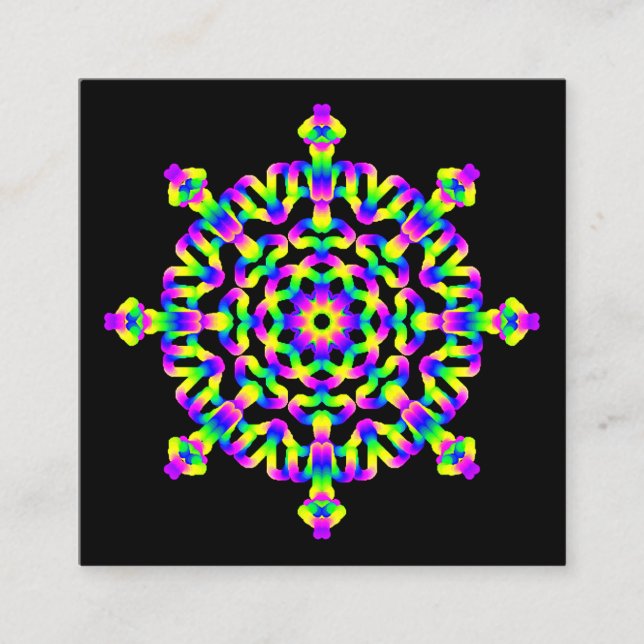 *~* Reiki Yoga-geometrische NeonMandala-heilende Quadratische Visitenkarte (Vorderseite)