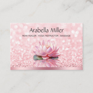Reiki Yoga Massage Bokeh Lotus Pink Loyalty Visitenkarte