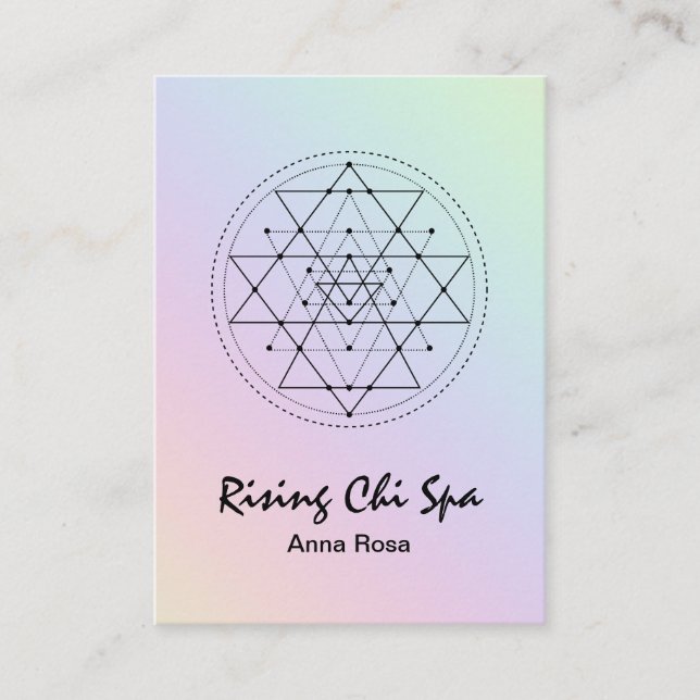 *~* Reiki Yoga Rainbow Pastel Heilige Geometrie Visitenkarte (Vorderseite)