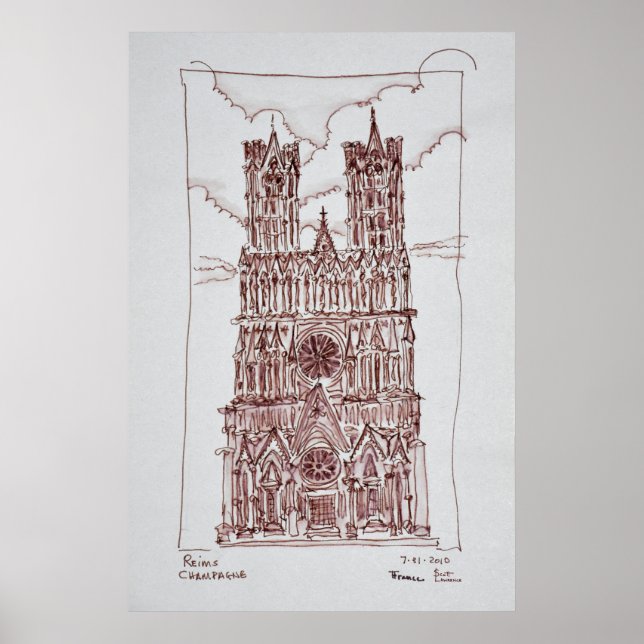 Reims Cathedral | Region Champagne, Frankreich Poster (Vorne)