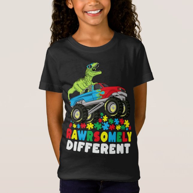 Rein anders als der Rex Monster Truck Autismus T-Shirt (Vorderseite)