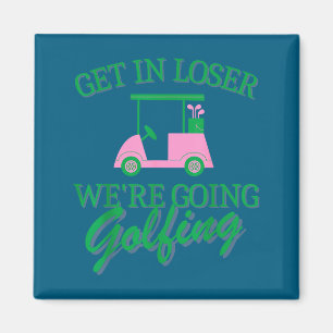 Rein in Golf fahren Golfwagen süße Golferin Mama Magnet