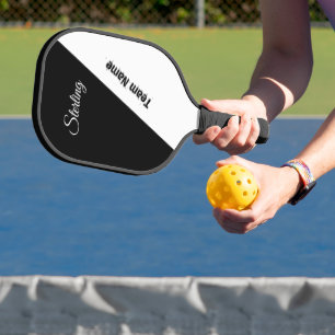 Rein Schwarz und Weiß mit zwei Textbereichen Pickleball Schläger