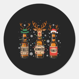 Reinbeers Funny Reindeer Beer Christmas Drink X Runder Aufkleber