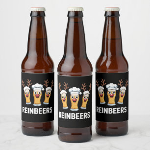 Reinbeers Lustiges Rentier Bier Weihnachts Trinken Bierflaschenetikett