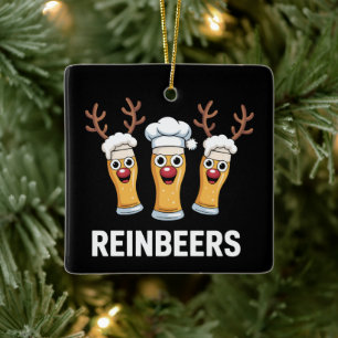 Reinbeers Lustiges Rentier Bier Weihnachts Trinken Keramikornament