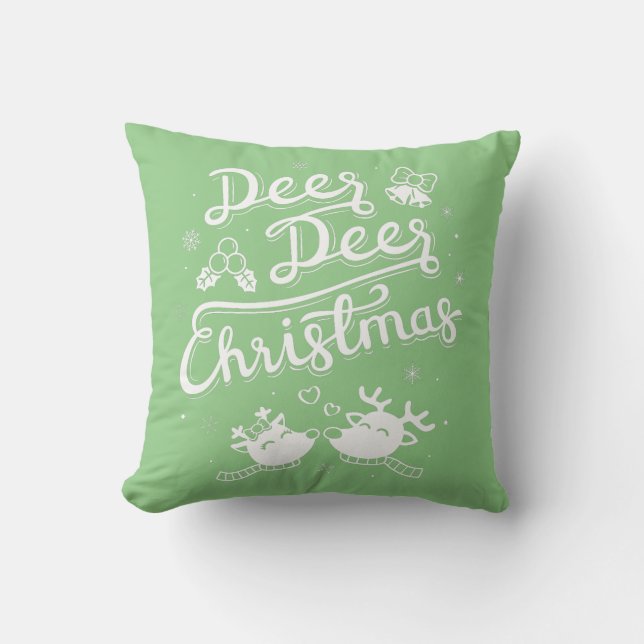 Reindee Deer Christmas Typografy Pun Throw Kissen (Vorderseite)