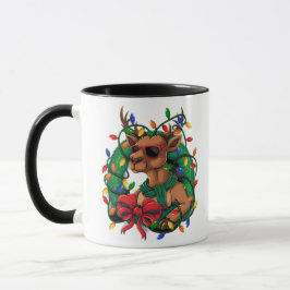 Reindeer an wreath Mug Tasse