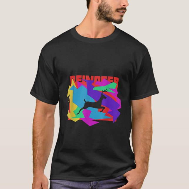 Reindeer Animal Mosaik Puzzle  T-Shirt (Vorderseite)