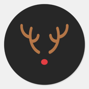 Reindeer Antlers Red Nose Runder Aufkleber