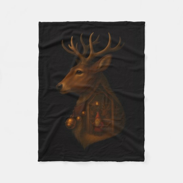 Reindeer Barn Gnome Christmas Fleece Blanket  (Vorderseite)