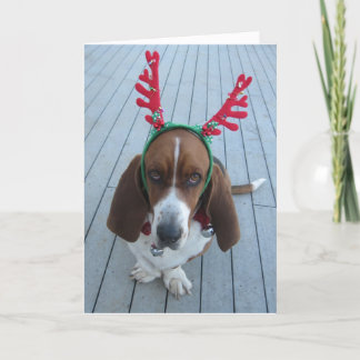 Reindeer Basset Weihnachtskarte Feiertagskarte