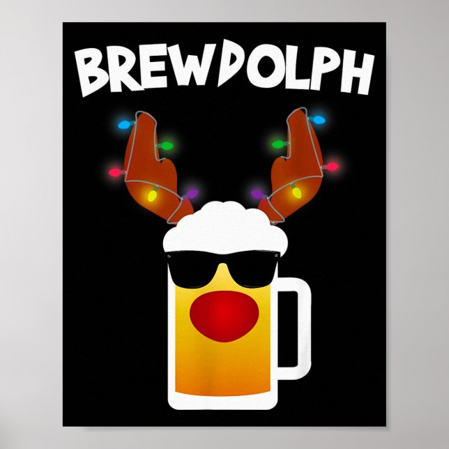 Reindeer Beer Rudolph Brewdolph Funny Christmas  Poster (Vorne)
