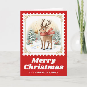 Reindeer Bell Retro Postage Briefmarke Weihnachten