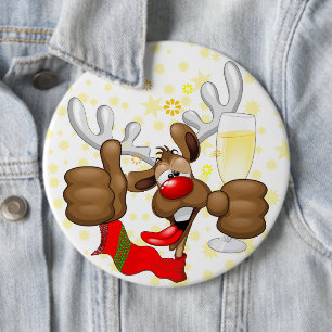 Reindeer Betrunken Funny Christmas Character Button