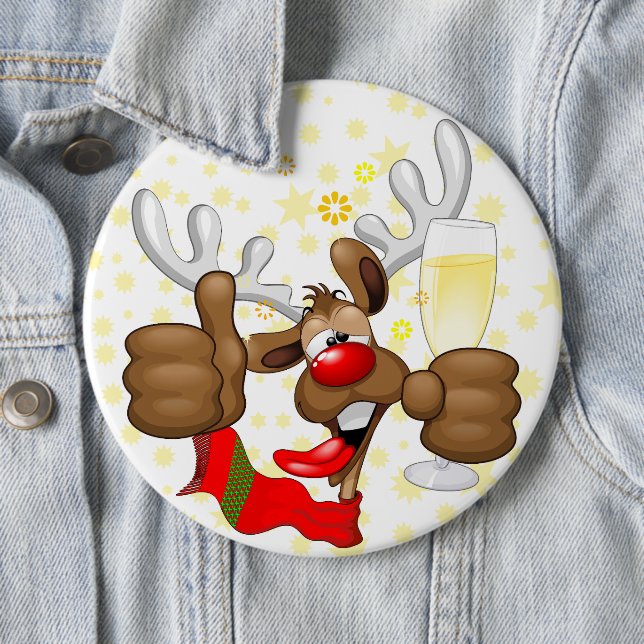Reindeer Betrunken Funny Christmas Character Button (Beispiel)