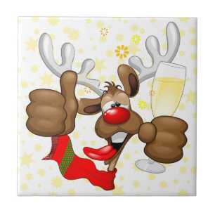Reindeer Betrunken Funny Christmas Character Fliese