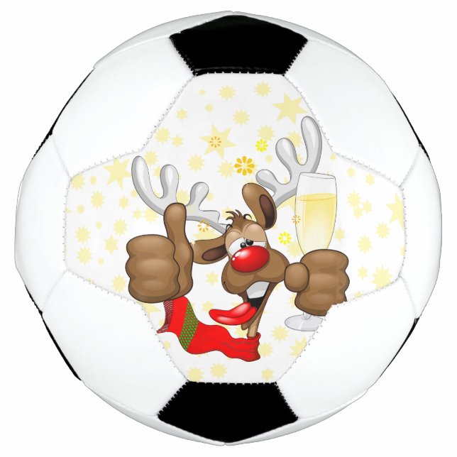Reindeer Betrunken Funny Christmas Character Fußball (Vorderseite)