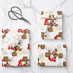 Reindeer Betrunken Funny Christmas Character Geschenkpapier Set