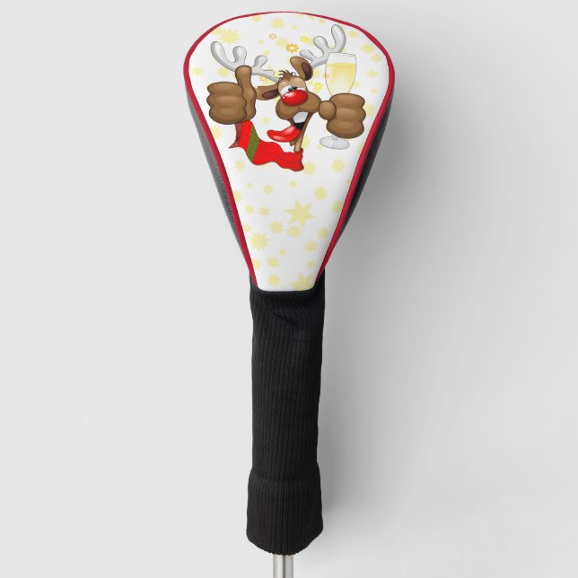 Reindeer Betrunken Funny Christmas Character Golf Headcover (Vorderseite)