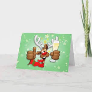 Reindeer Betrunken Funny Christmas Character Karte