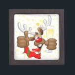 Reindeer Betrunken Funny Christmas Character Kiste<br><div class="desc">Funny Christmas Rentier Cartoon Charakter,  sieht wirklich Betrunken und groggy,  nach dem Party,  mit noch ein Glas mit Champagner auf der Pfote und mit Daumen up. Original Vector Grafik Copyright BluedarkArt The ChameleonArt.</div>