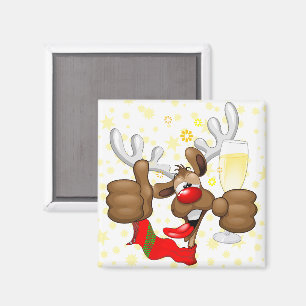 Reindeer Betrunken Funny Christmas Character Magnet
