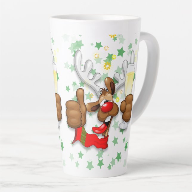 Reindeer Betrunken Funny Christmas Character Milchtasse (Rechte Ecke)