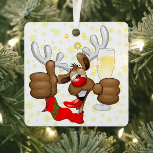 Reindeer Betrunken Funny Christmas Character Ornament Aus Metall