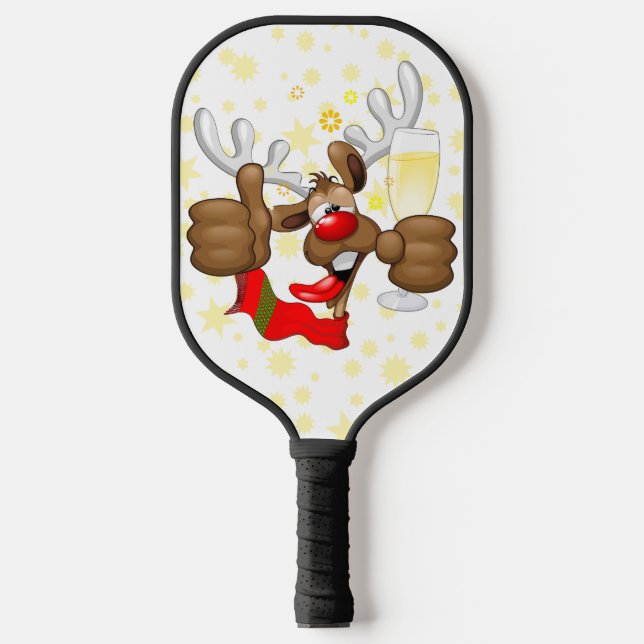 Reindeer Betrunken Funny Christmas Character Pickleball Schläger (Vorderseite)