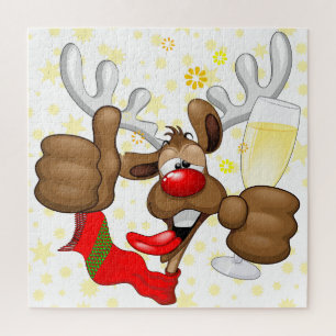 Reindeer Betrunken Funny Christmas Character Puzzle